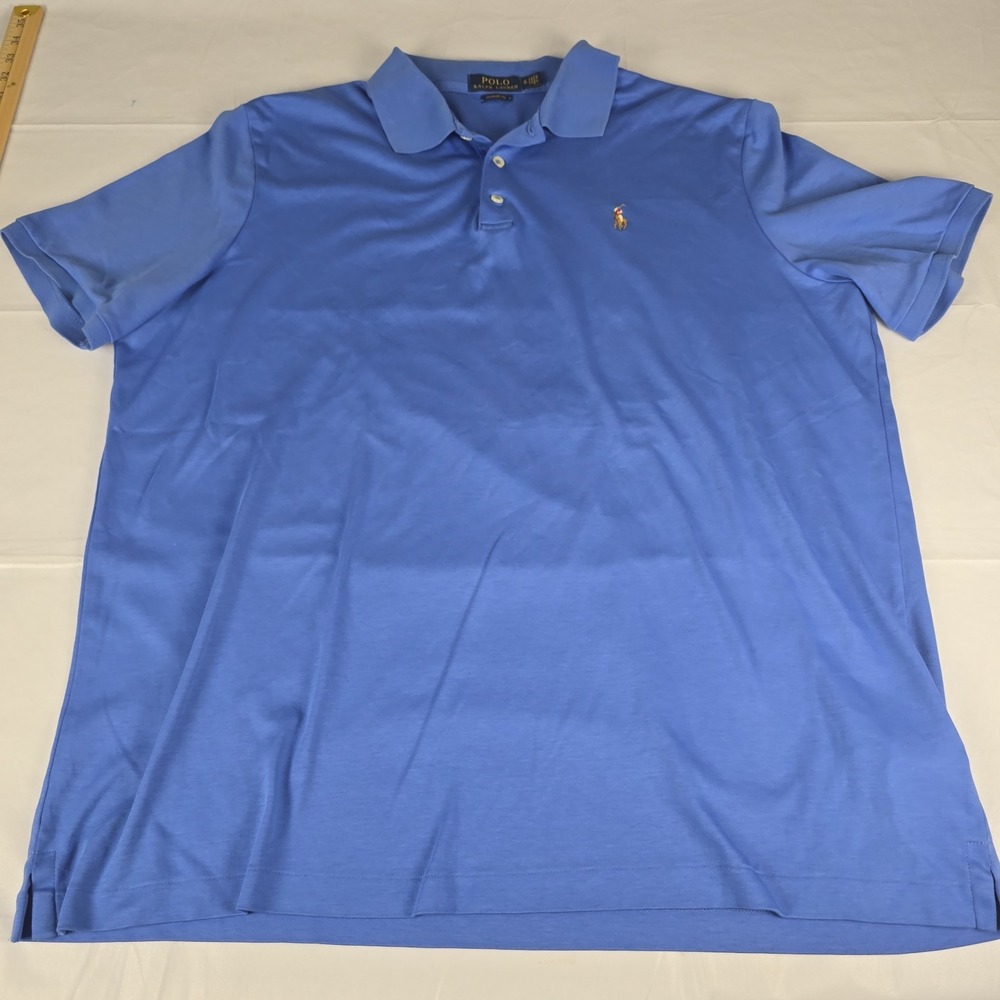 Polo Ralph Lauren Polo Shirt Mens Blue Classic Fit Flesh Pony XL